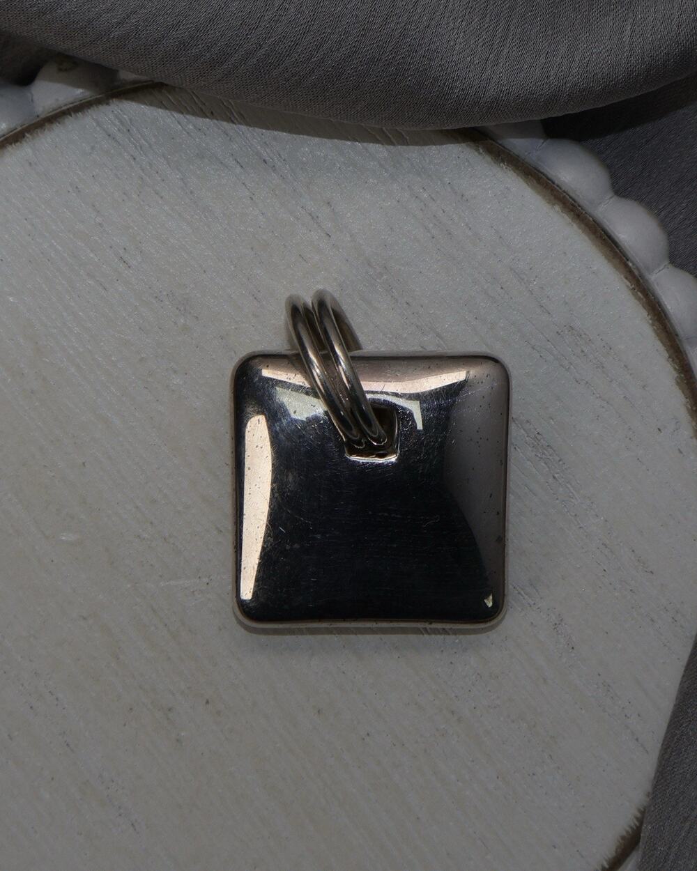 Vintage Sterling Silver Puffy Square Pillow Pendant 12.2G / 1.4in